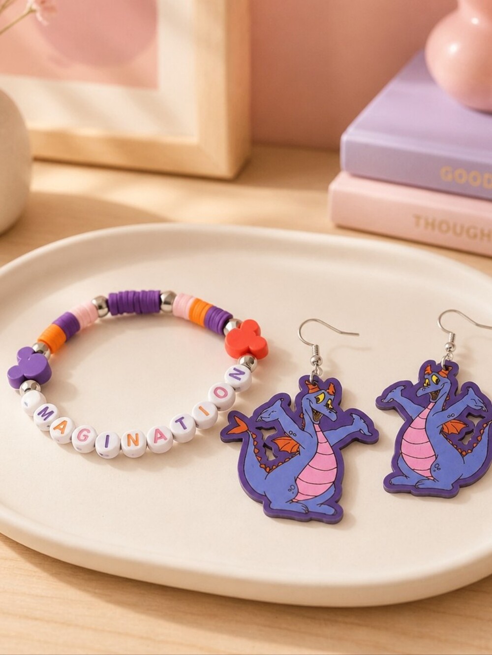Figment Dragon Earrings & Imagination Bead Bracelet